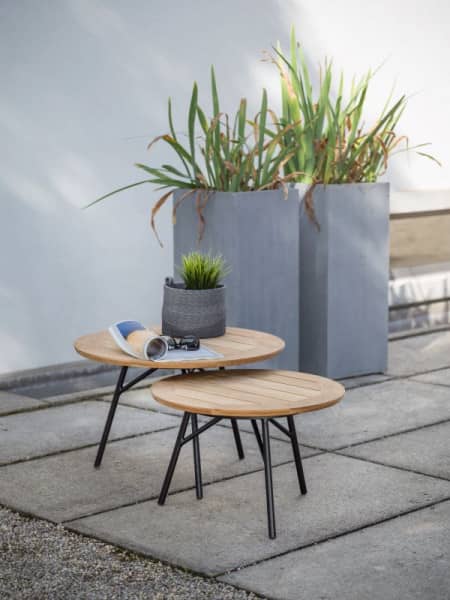 Beisteltisch Frieda Aluminium Schwarz/Teak