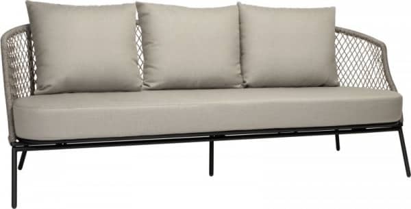 Aluminium 3-Sitzer Sofa Odea Schwarz/Cream