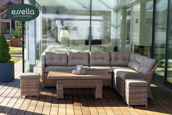 Polyrattan Sitzgruppe Atlanta 7 Personen Rundgeflecht