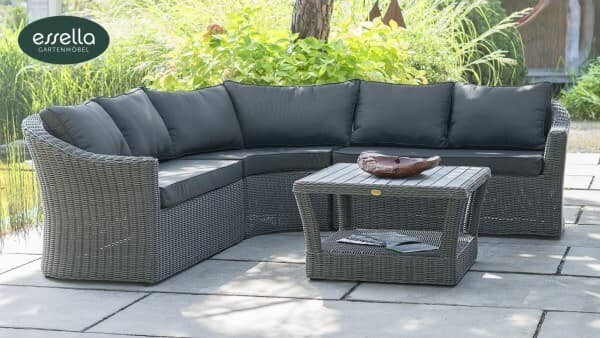 Essella Polyrattan Lounge "Porto" : grau : rundgeflecht : gartenmode.de