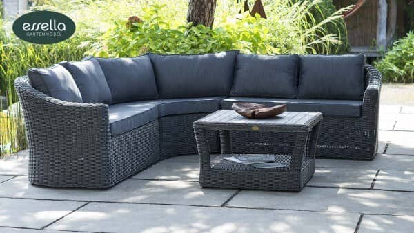 Essella Polyrattan Lounge "Porto" : grau-meliert : rundgeflecht : gartenmode.de